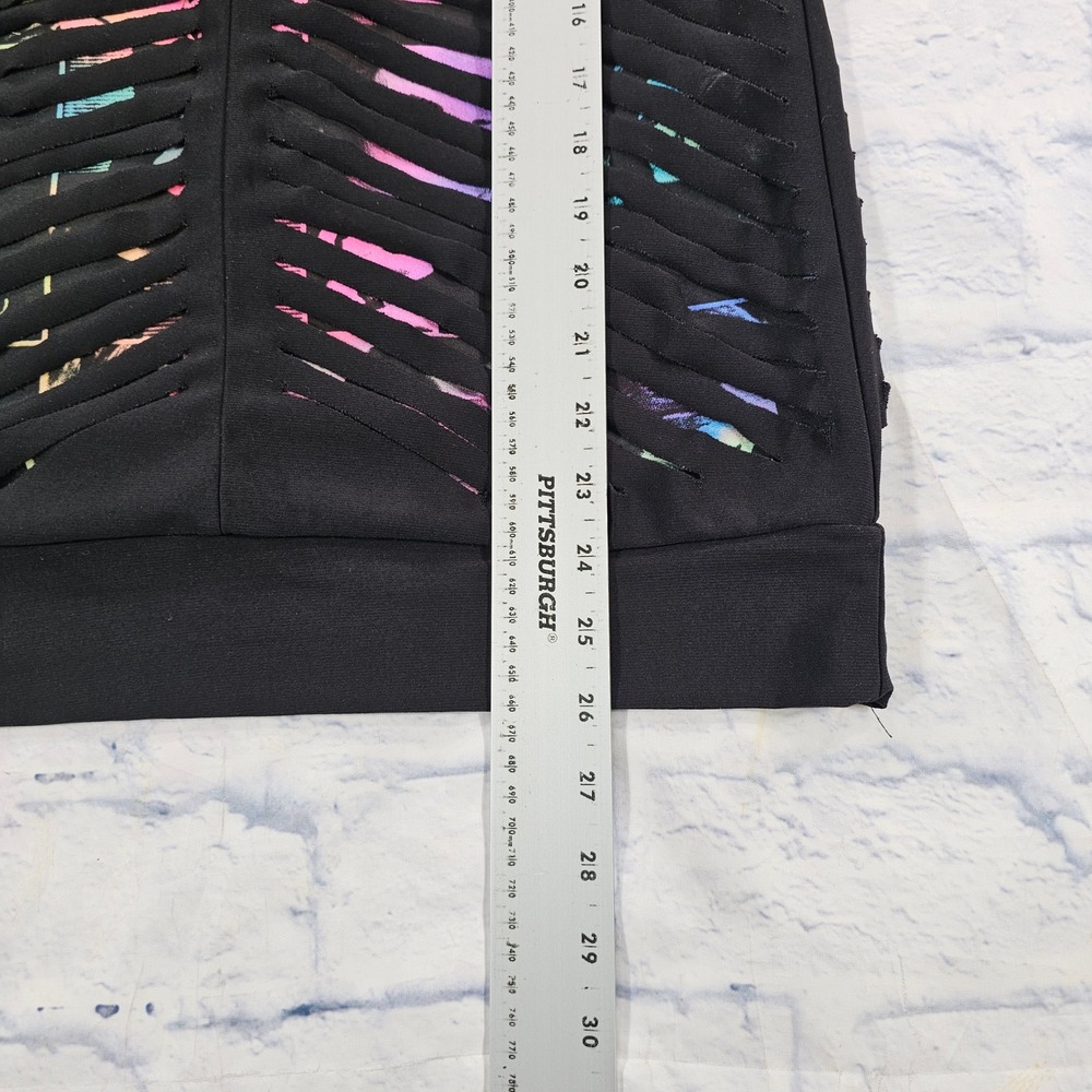 Costume Gallery Cut Out Graphic Top Womens M Black Neon Grunge Festival Lycra - Picture 2 of 9
